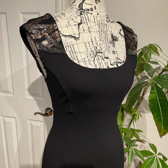 NWOT Vintage Y2k Embellish Bead Sequin Fit Bodice Pencil Shift Sheath rave work - Picture 2 of 5